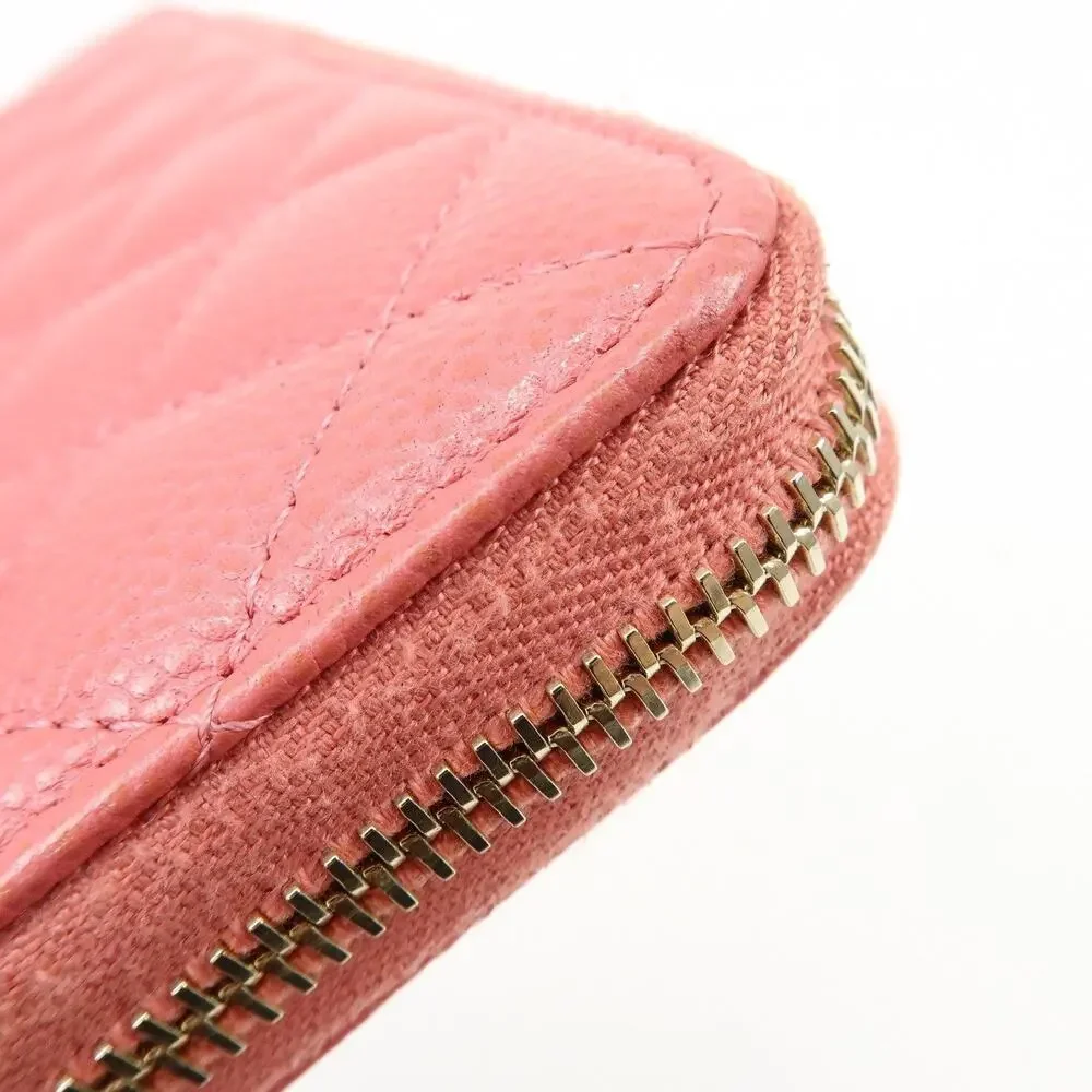 Chanel Matelasse Caviar Leather Zippy Wallet Pink